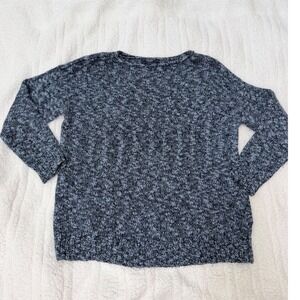 Plus size Chaps Denim Sweater Relaxed 2X Blue Marl Metallic Knit Pullover